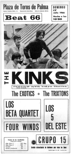 Cartel promocional de la visita de los Kinks a Mallorca